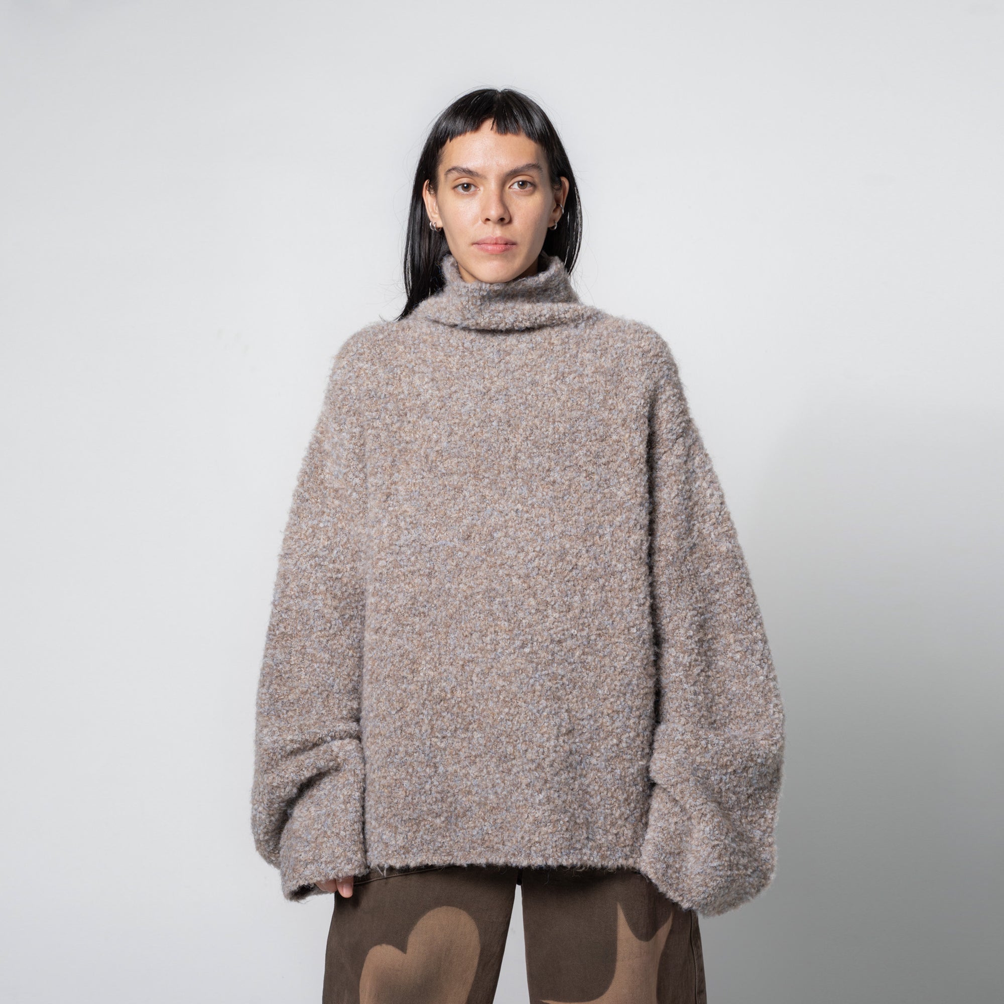 Oversized Funnel Neck Sweater in Muck