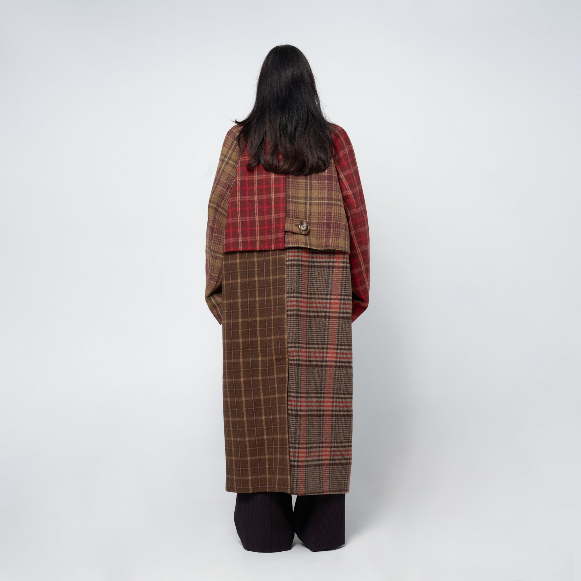 Arthur Apparel oversized double breasted coat in red plaid