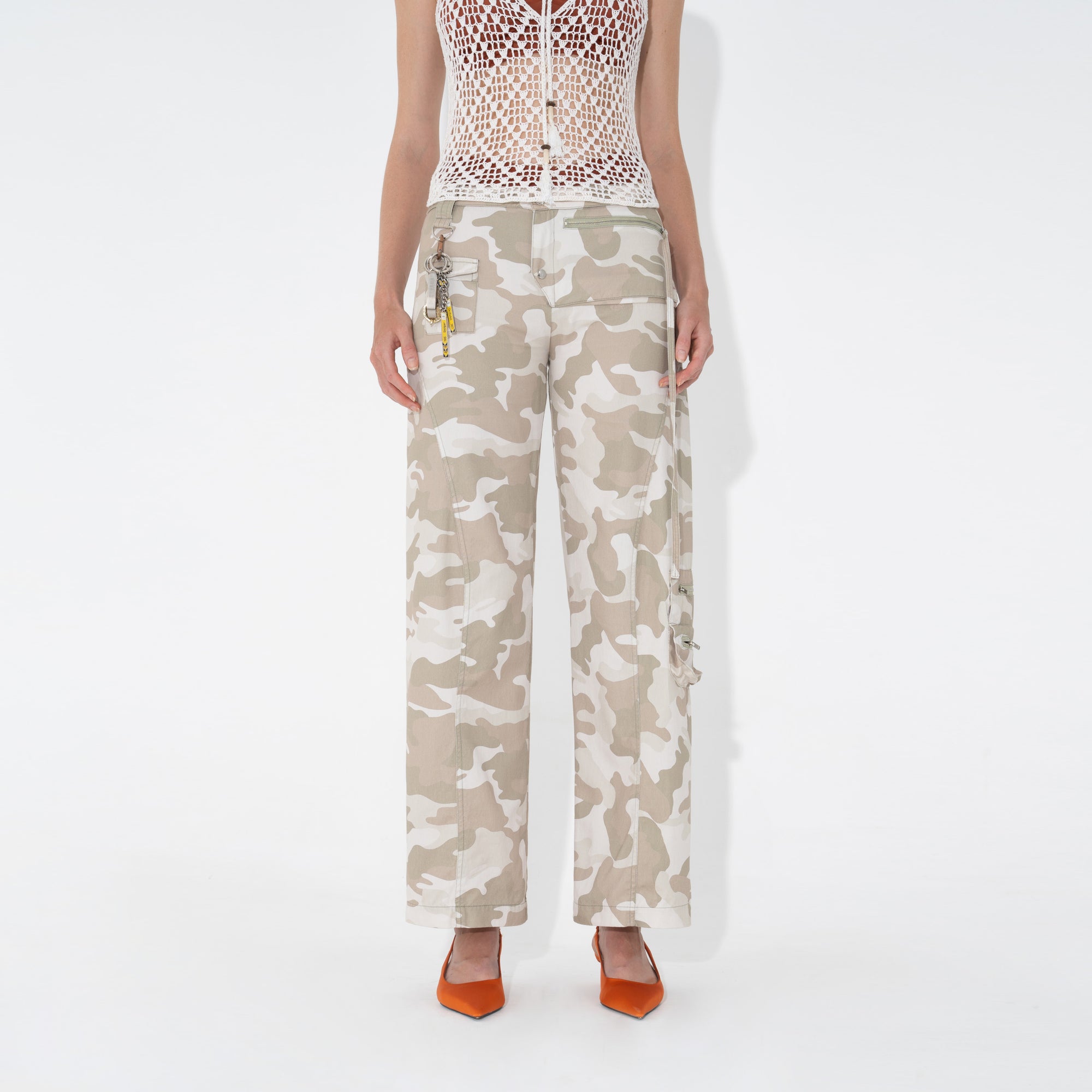 Arthur Apparel Low Rise Camo Utility Trousers in cotton twill