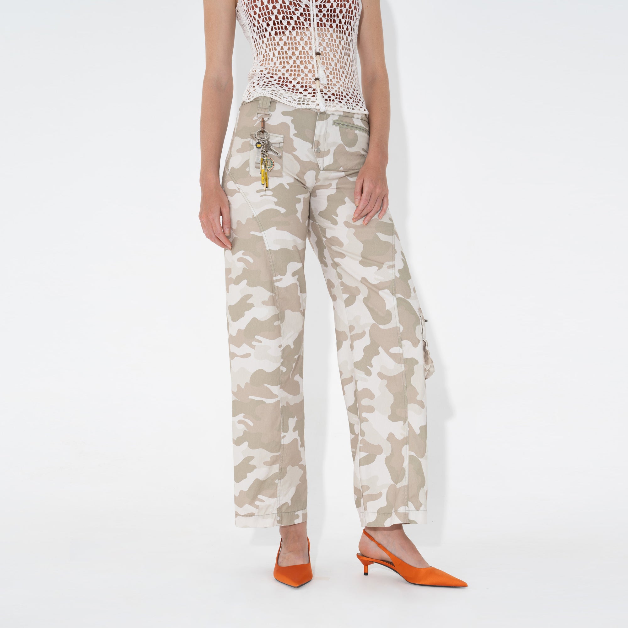 Arthur Apparel Low Rise Camo Utility Trousers in cotton twill