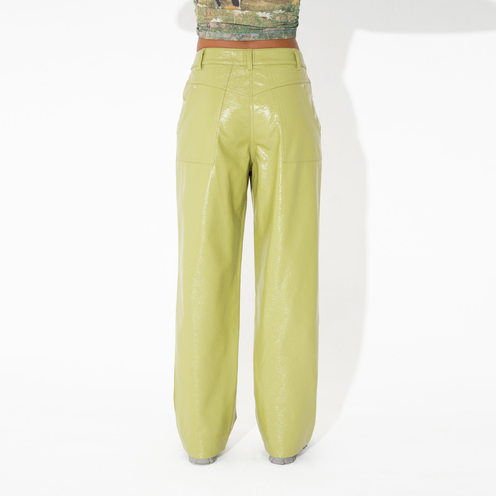 MID-RISE WAX PANT in Granny Smith