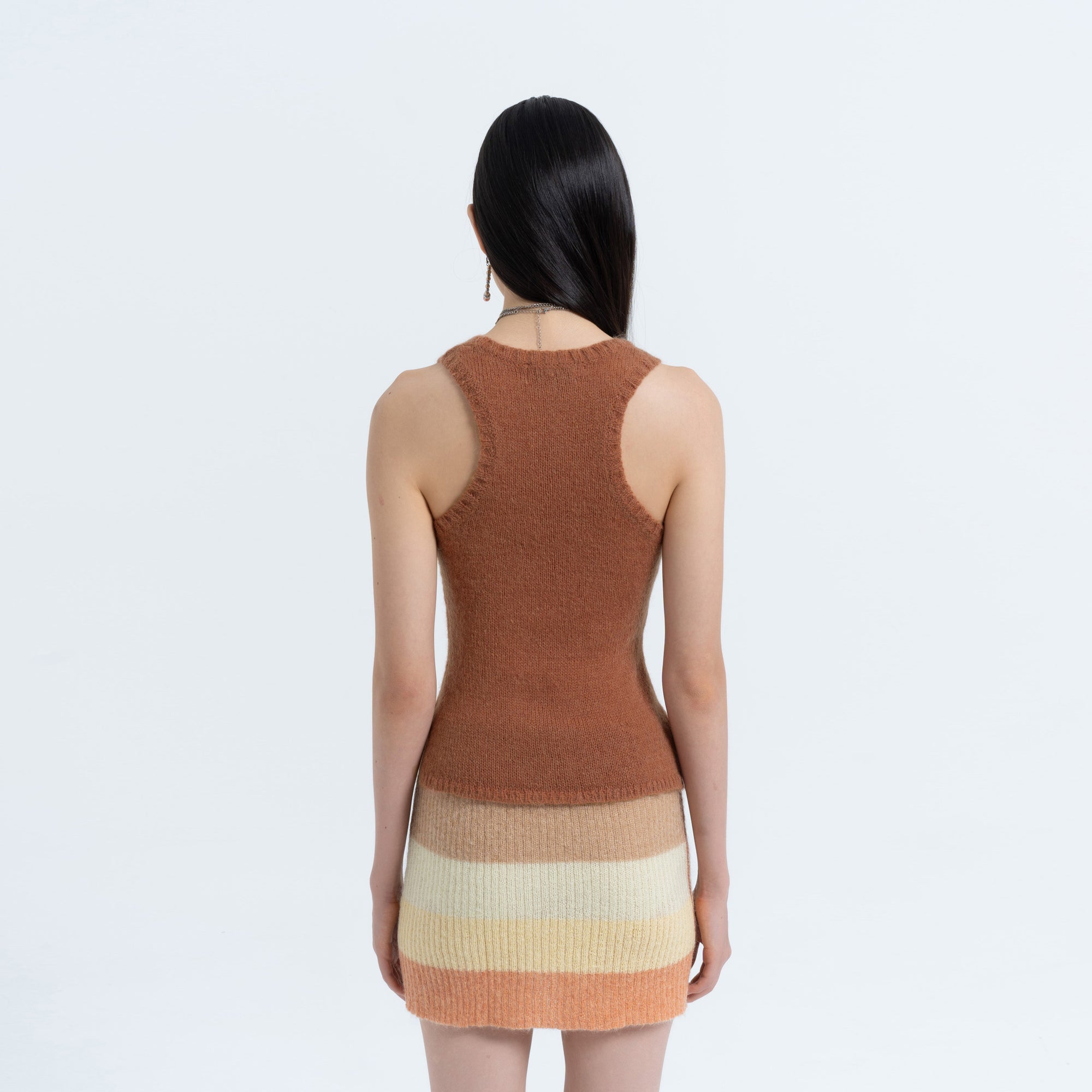 Mohair Racer Tank in Bran