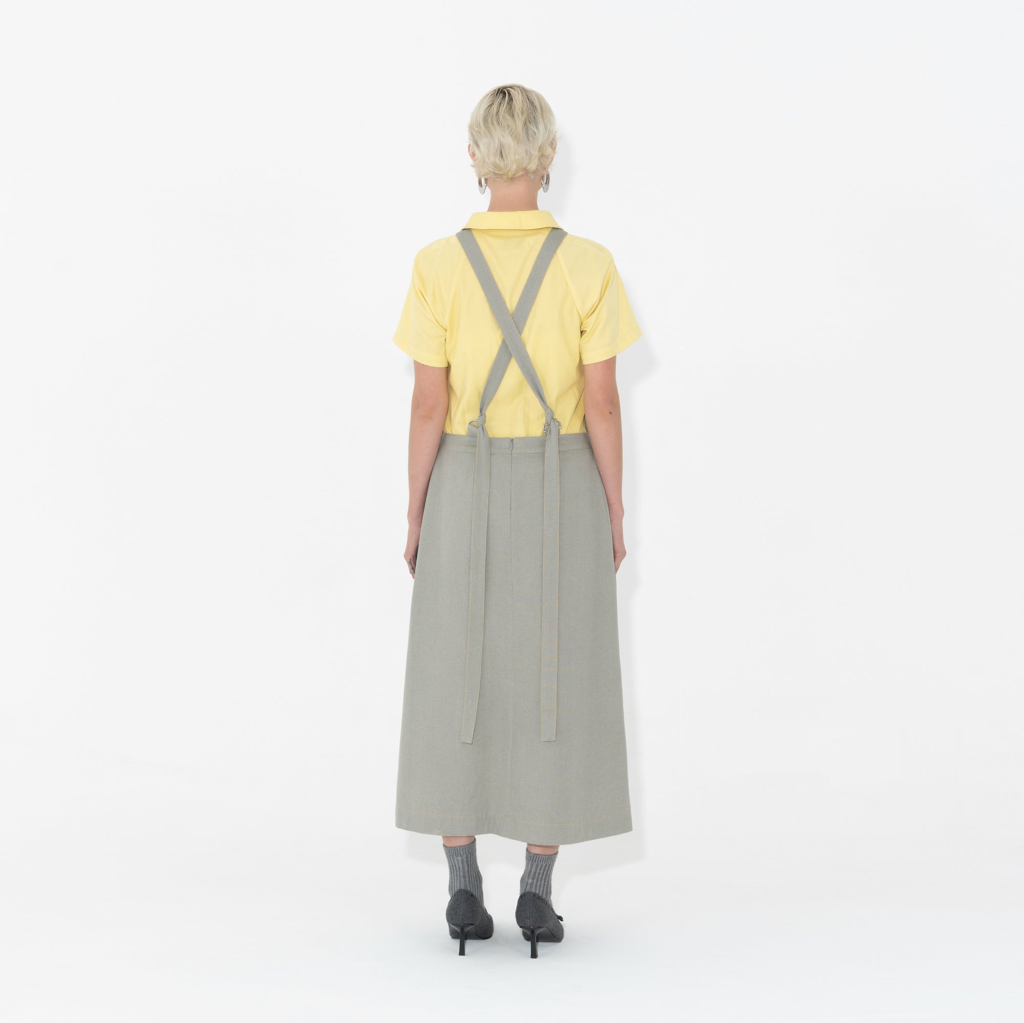 Speedy Apron Dress in Grey w/ Yellow