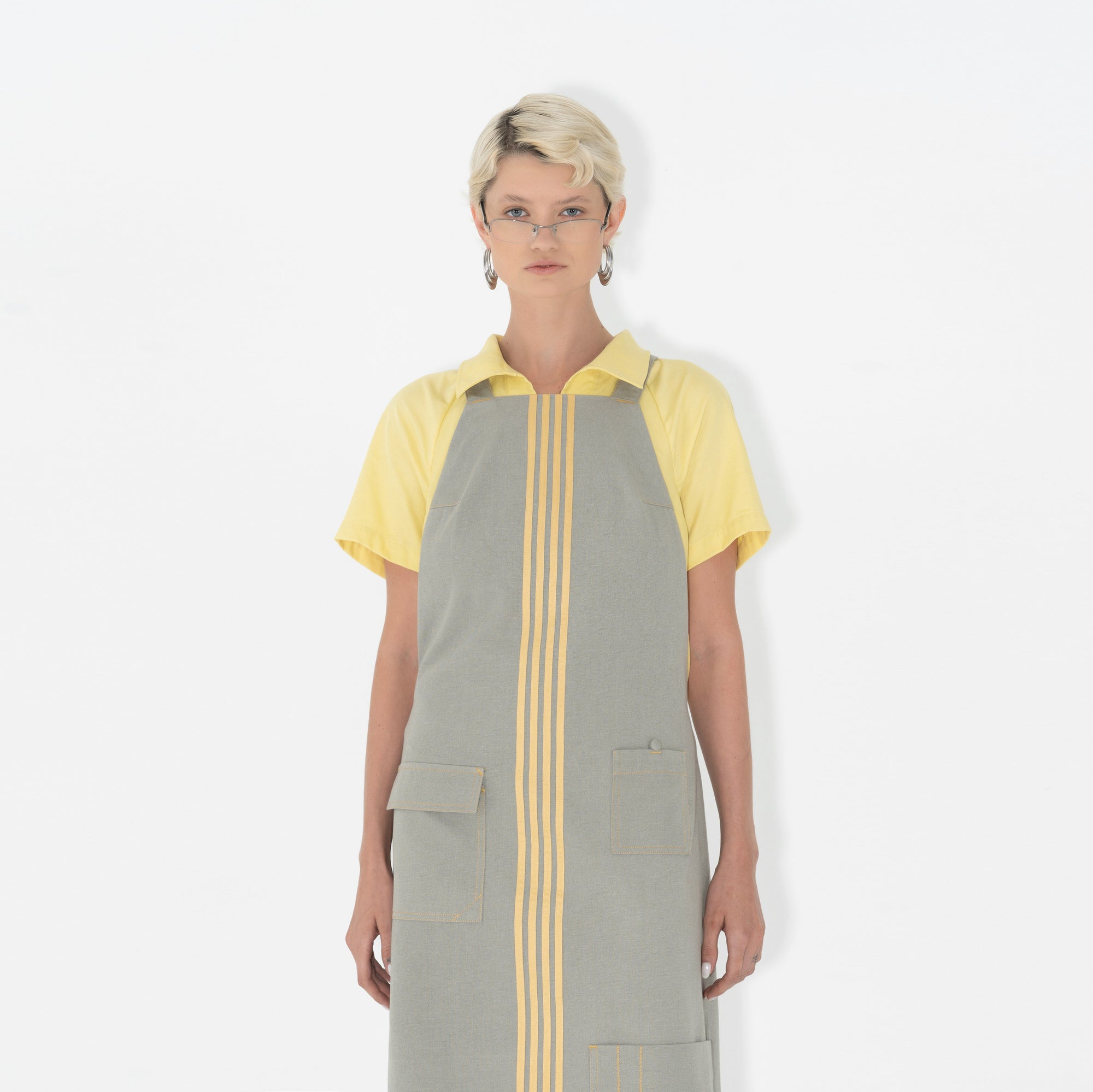 Speedy Apron Dress in Grey w/ Yellow