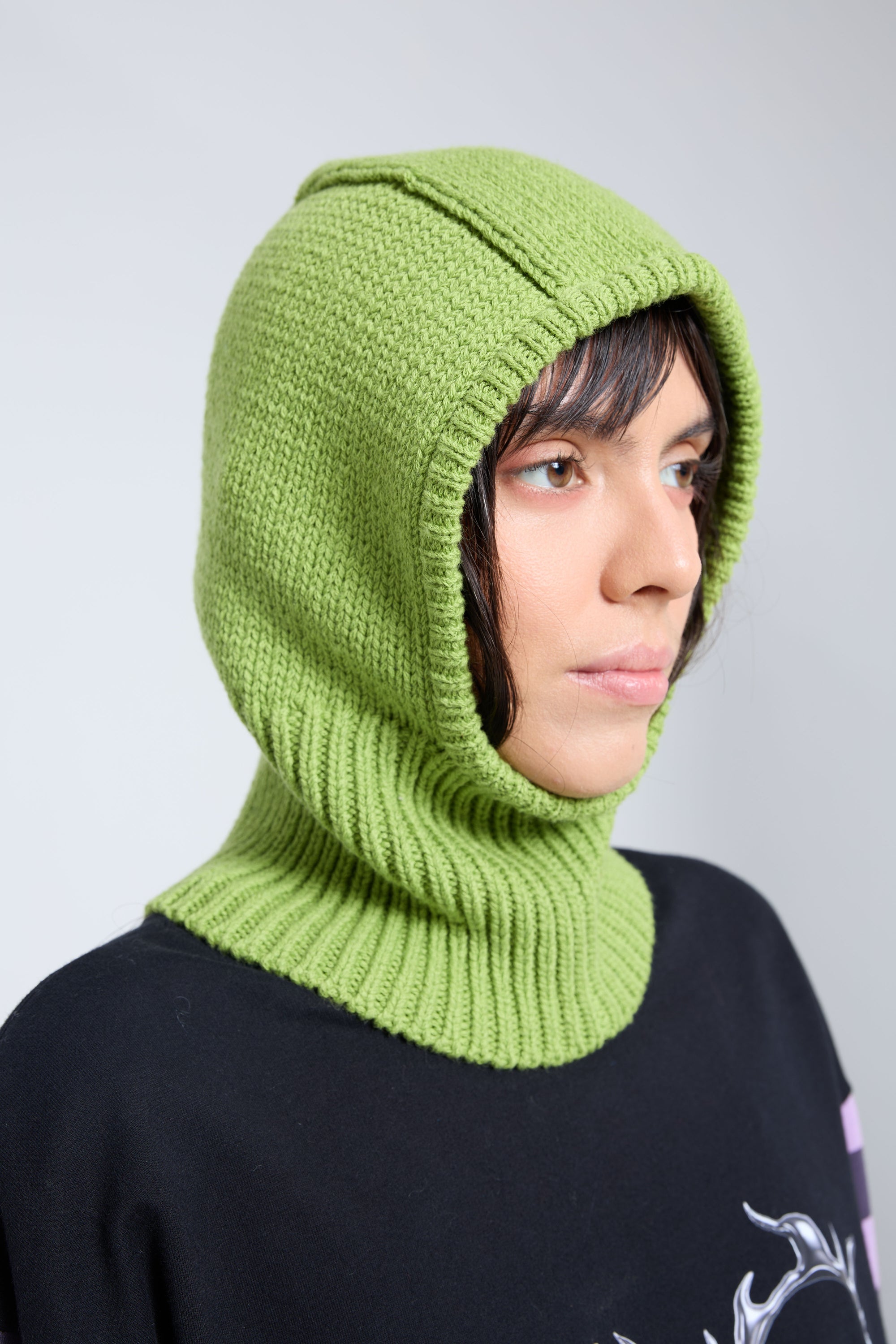 Arthur Apparel chunky wool blend knitted hood in sharp apple green