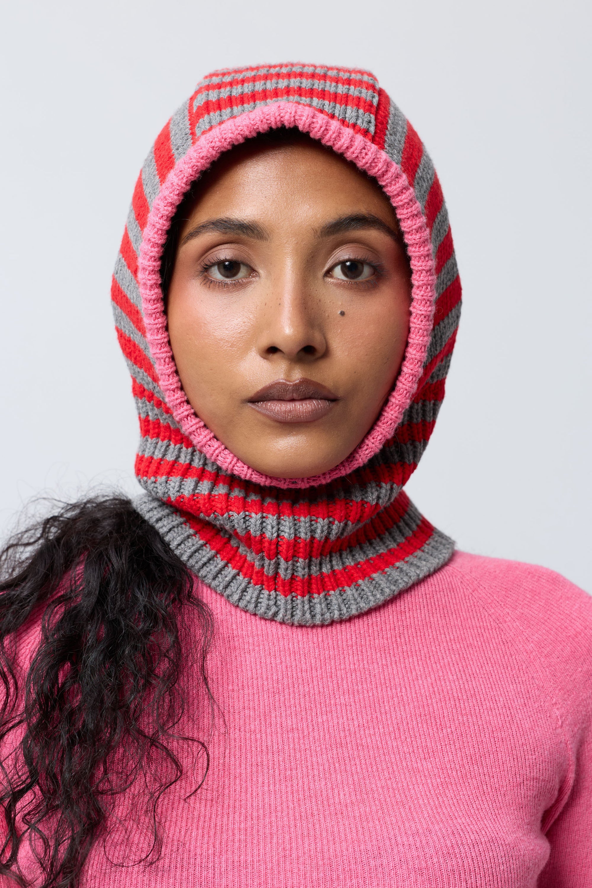Mini Stripe Balaclava in Calibrate/Red