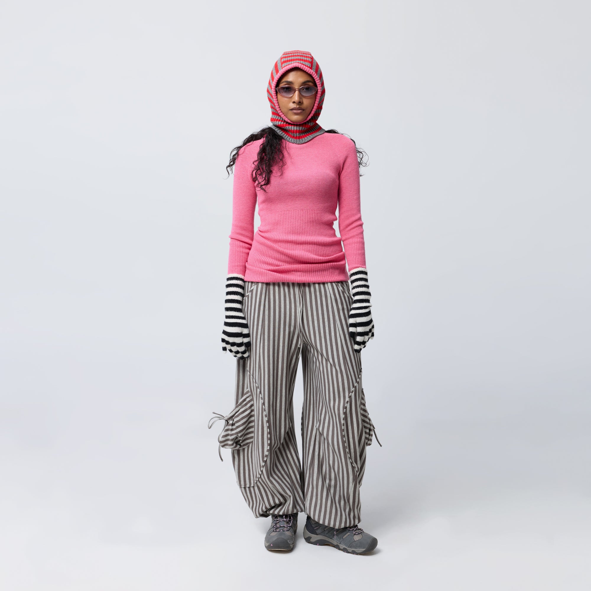 Mini Stripe Balaclava in Calibrate/Red