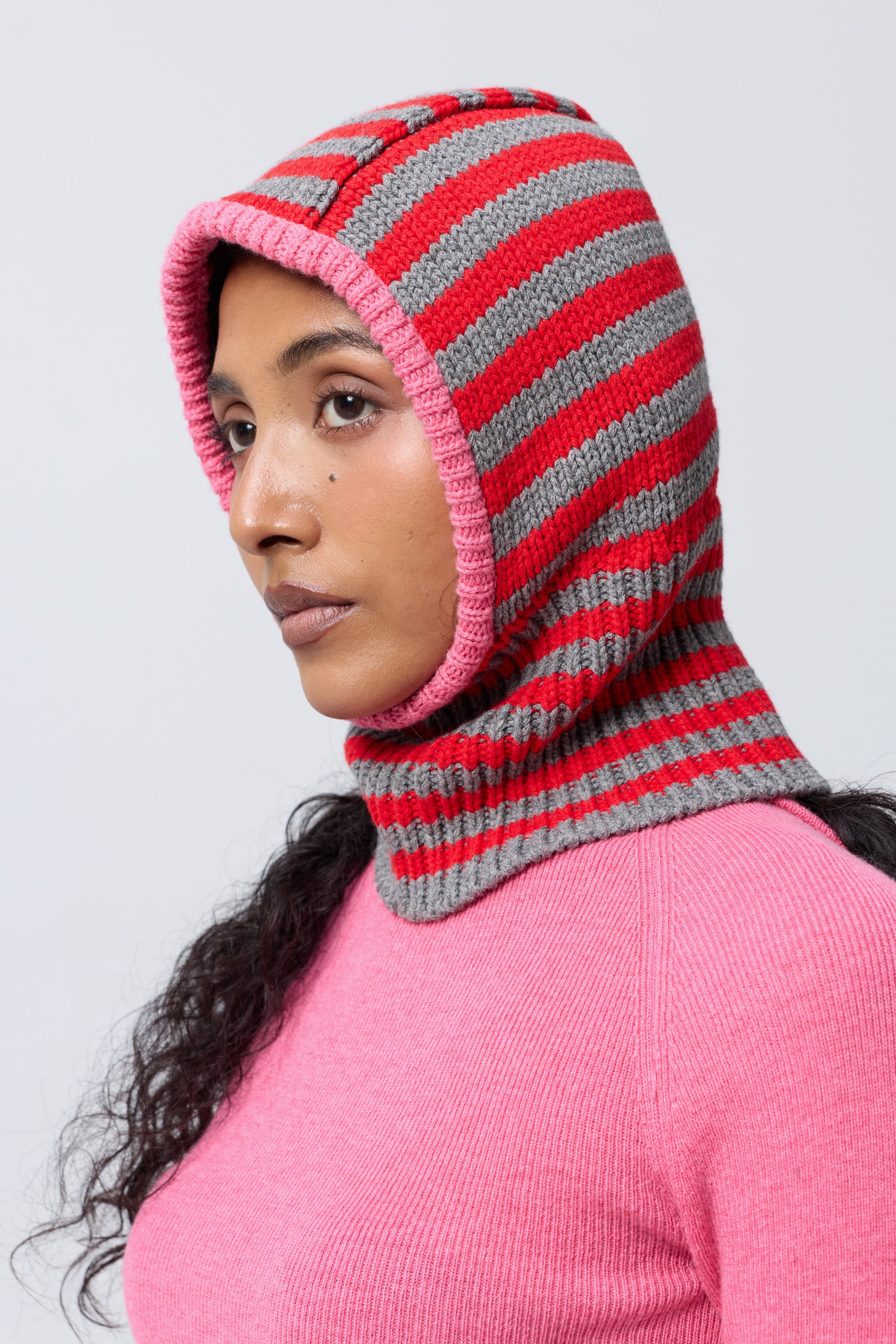 Mini Stripe Balaclava in Calibrate/Red