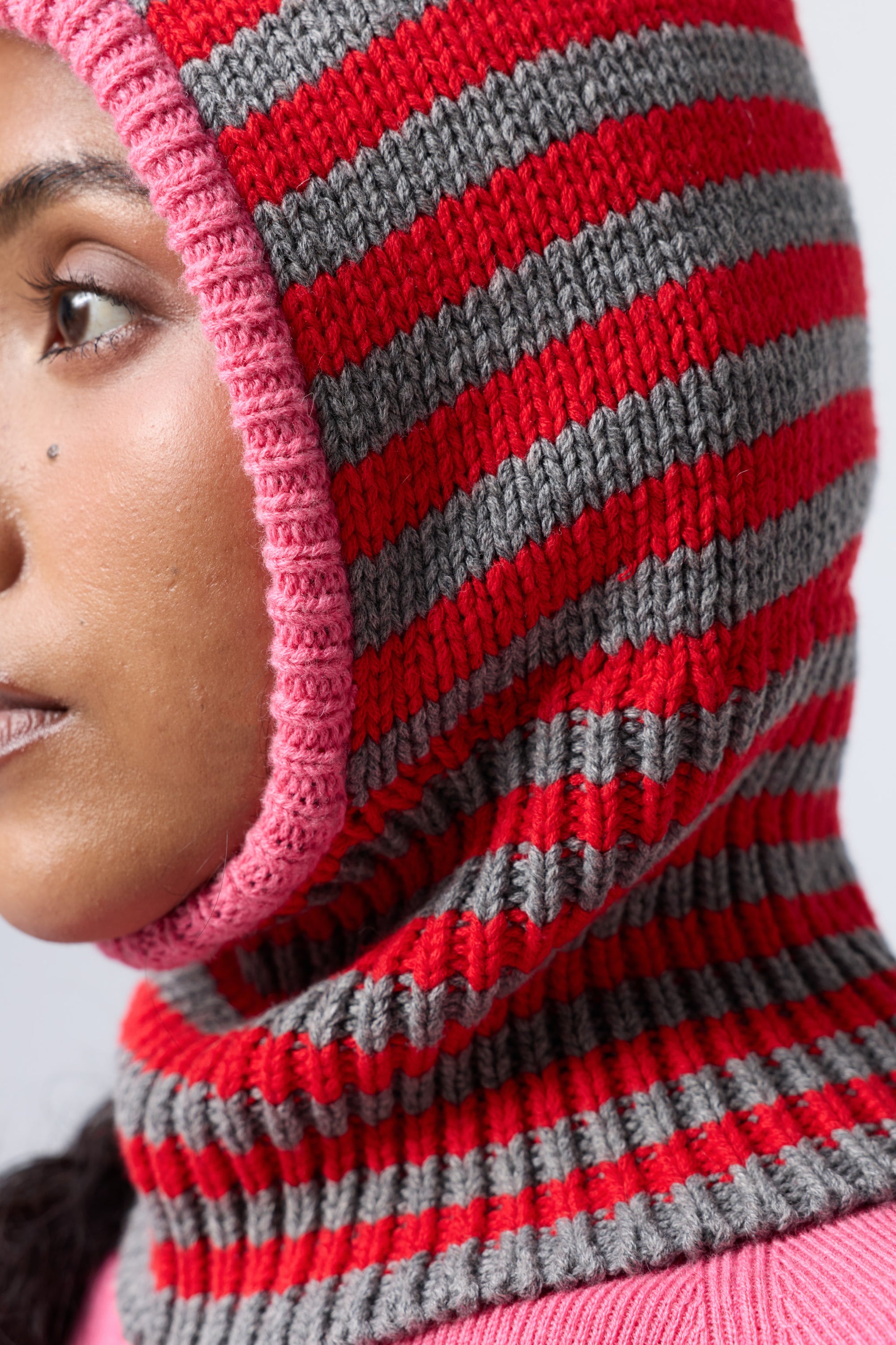 Mini Stripe Balaclava in Calibrate/Red