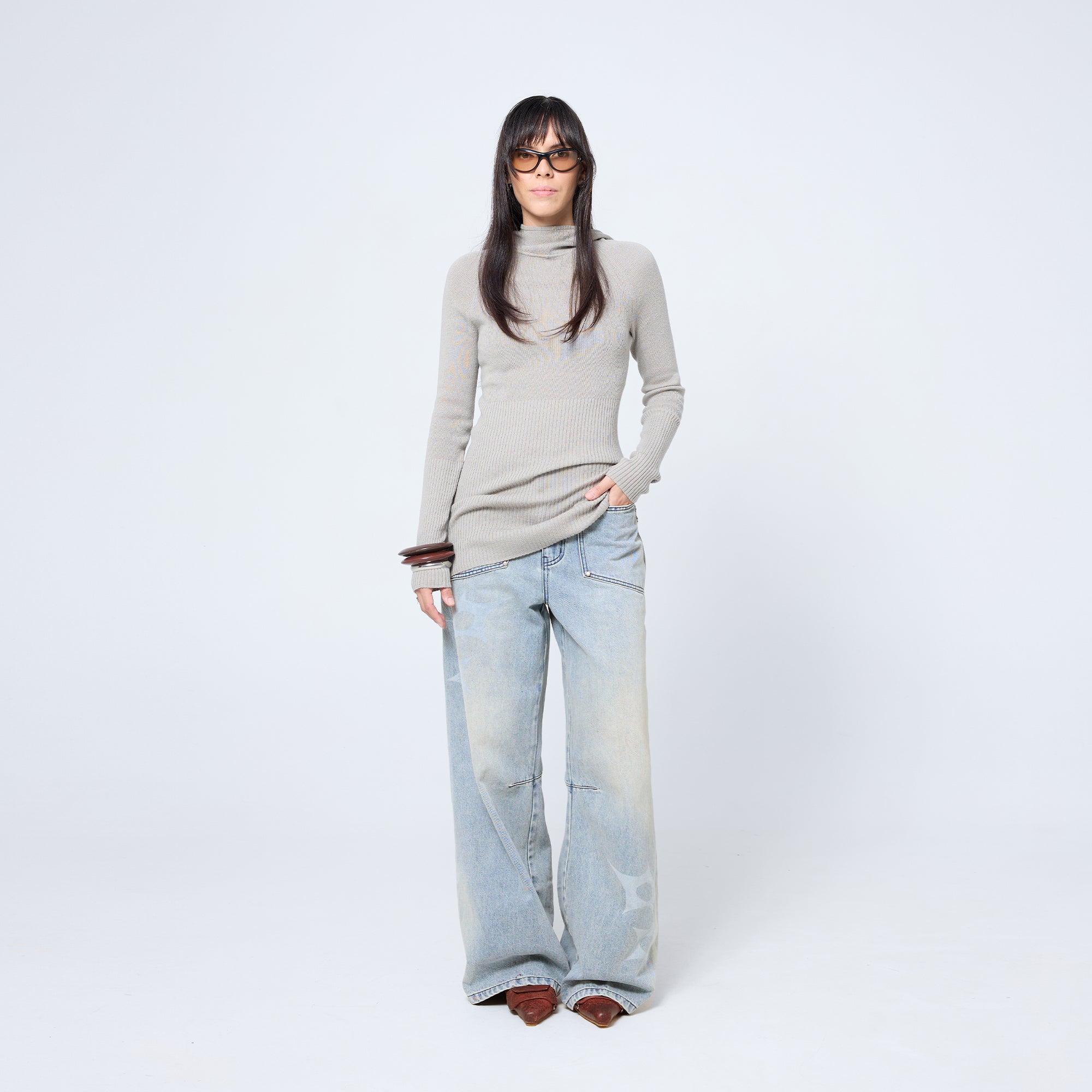 Slouchy Spike Jeans in Worn Blue