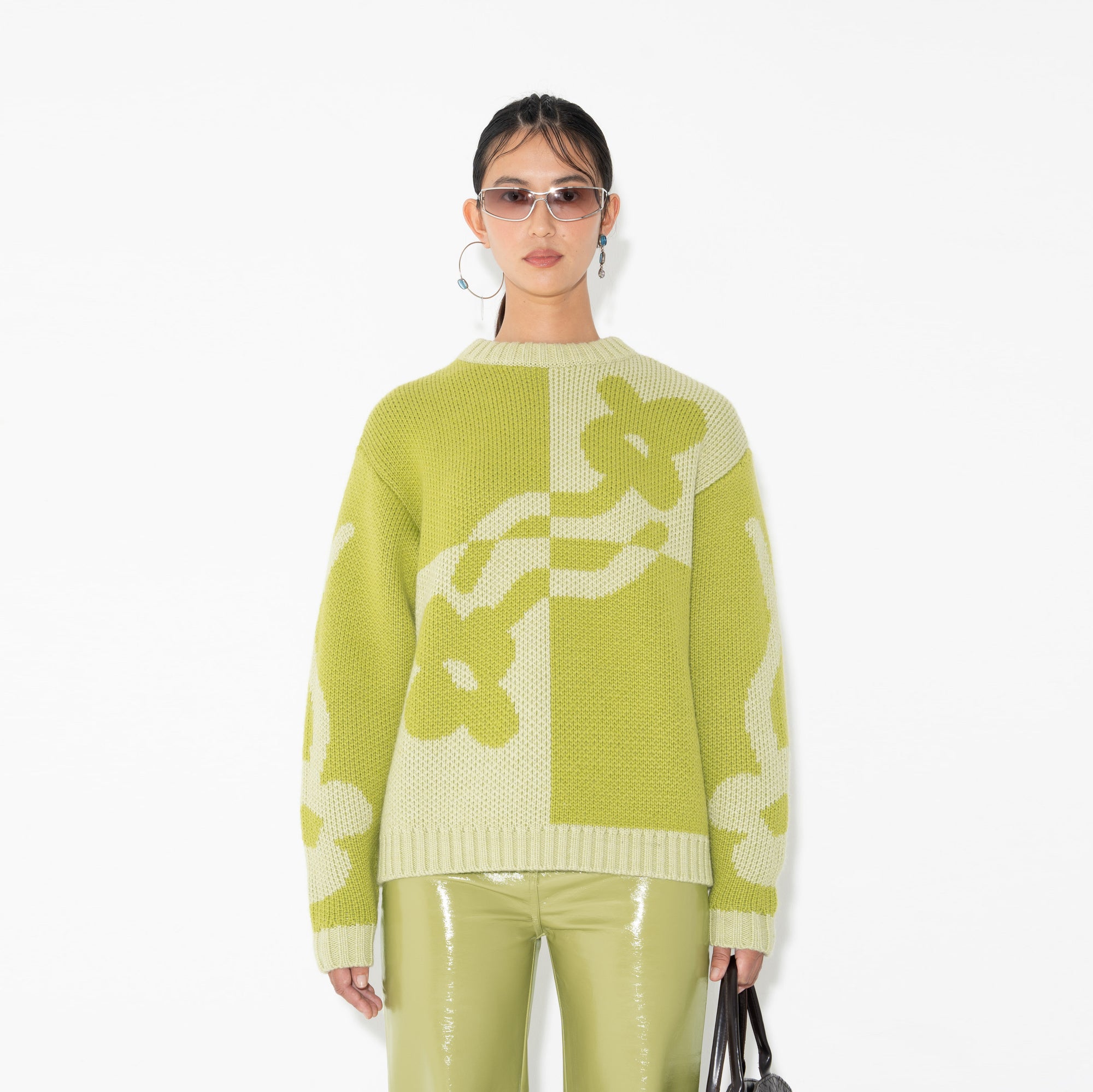 TWO-TONE DAD JUMPER in Green Flower