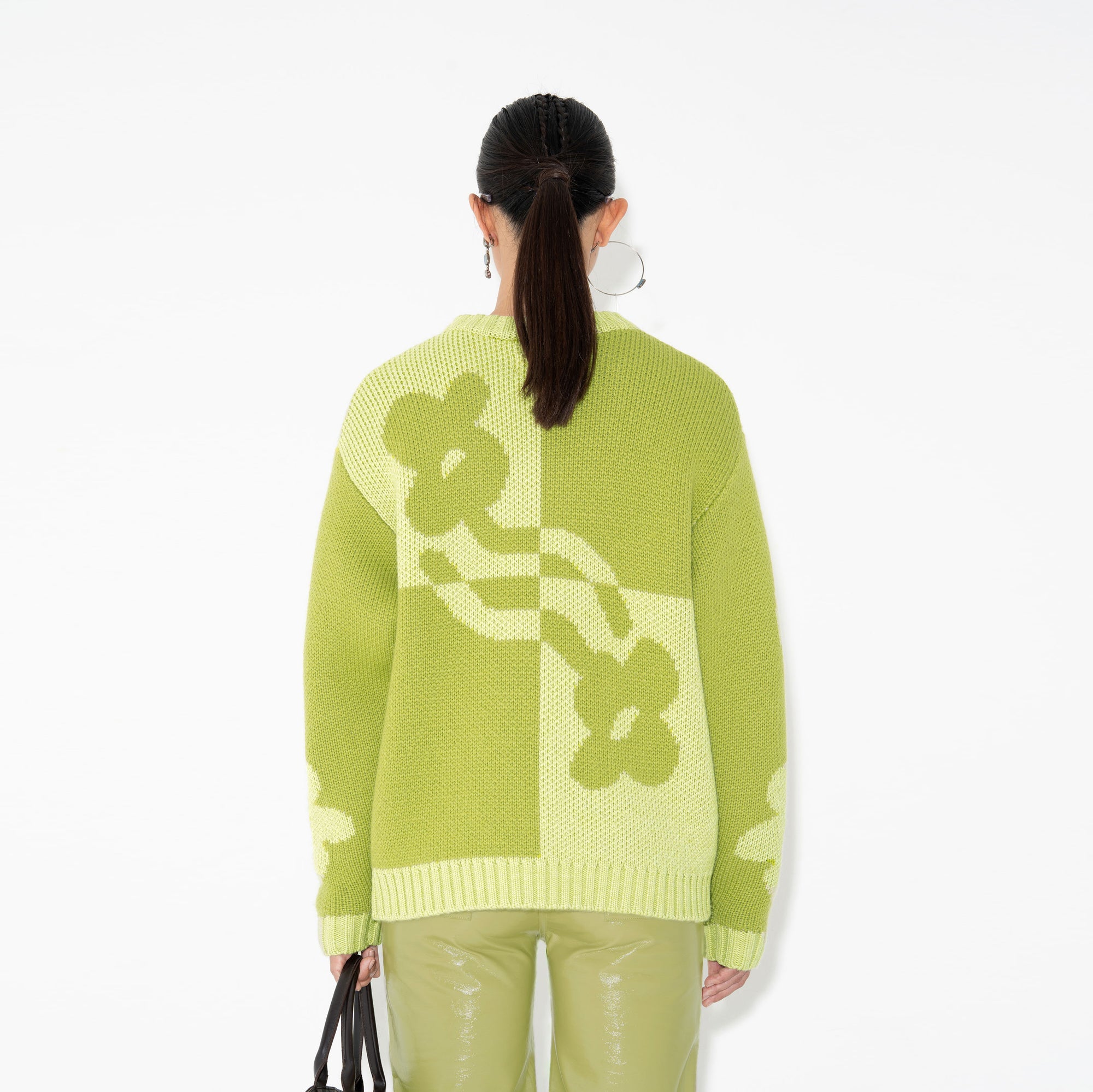 TWO-TONE DAD JUMPER in Green Flower