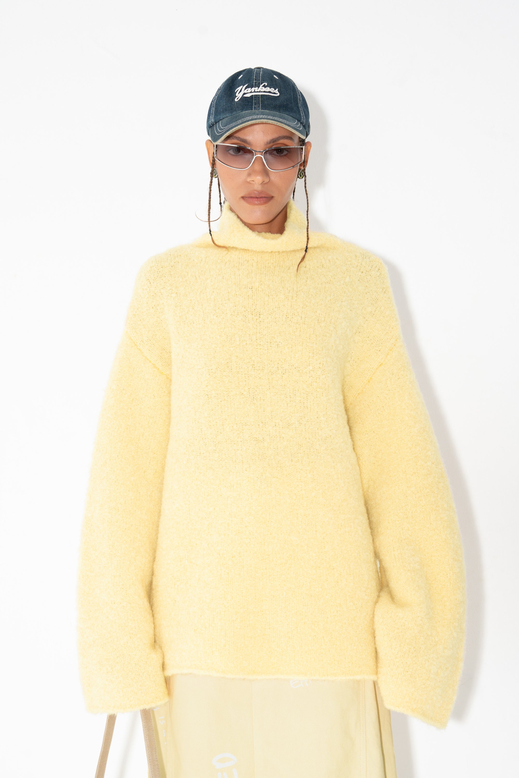 Arthur Apparel Oversized Fluffy Yellow Knitted Sweater