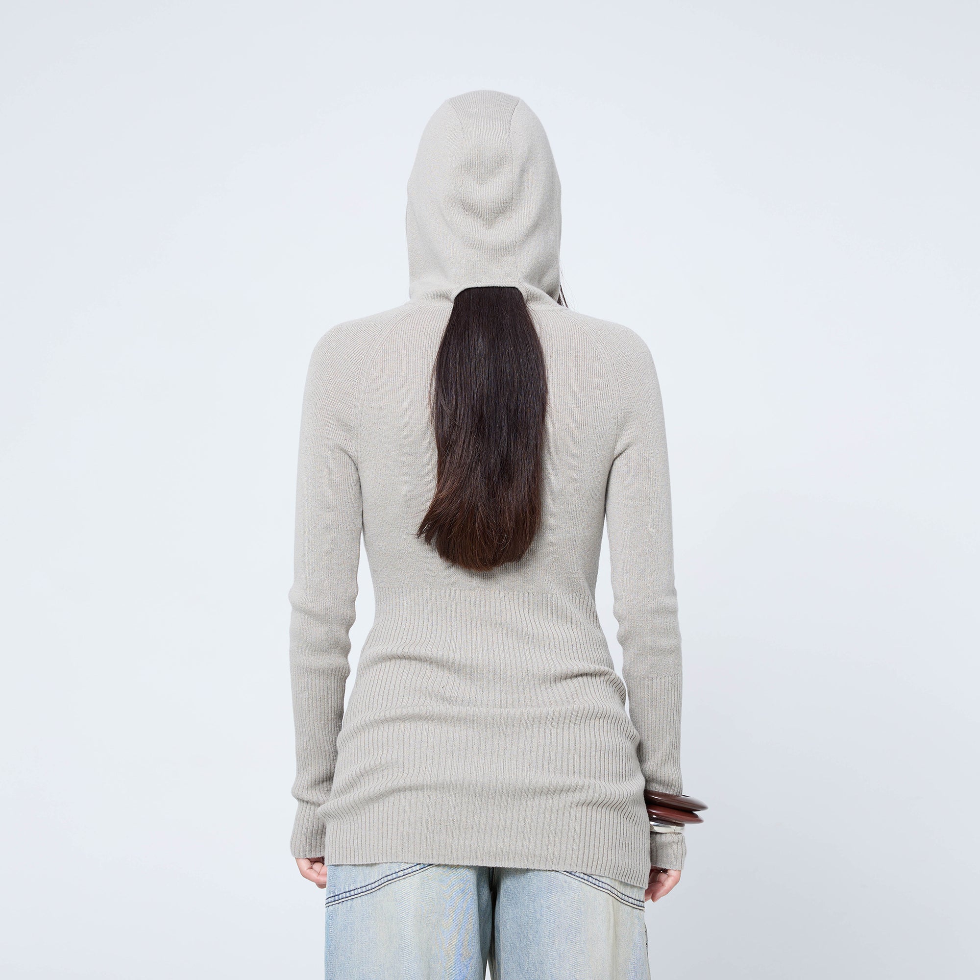 Arthur Apparel grey knitted long sleeve skivvy with built-in hood