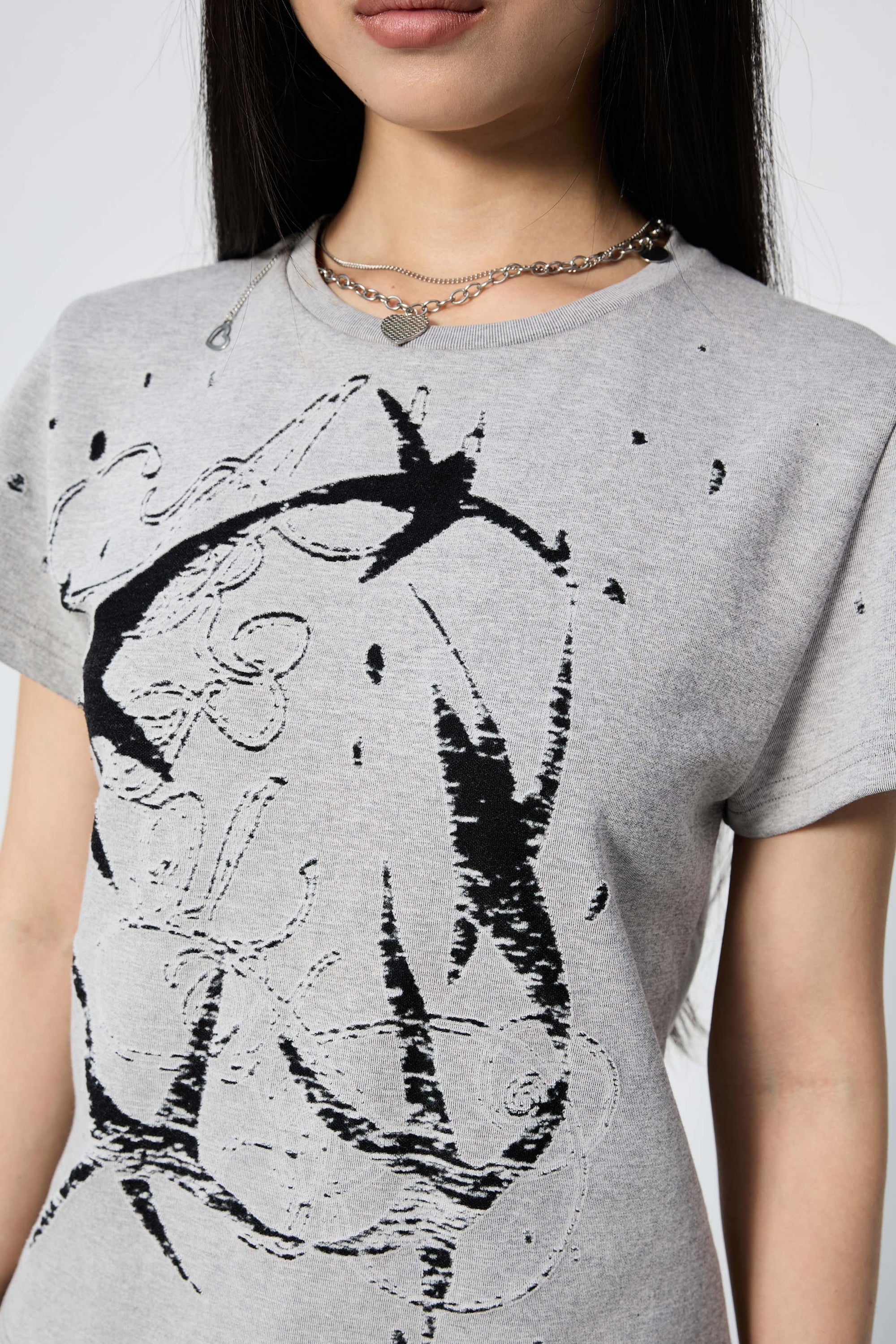 Arthur Apparel standard grey tee with black stars print