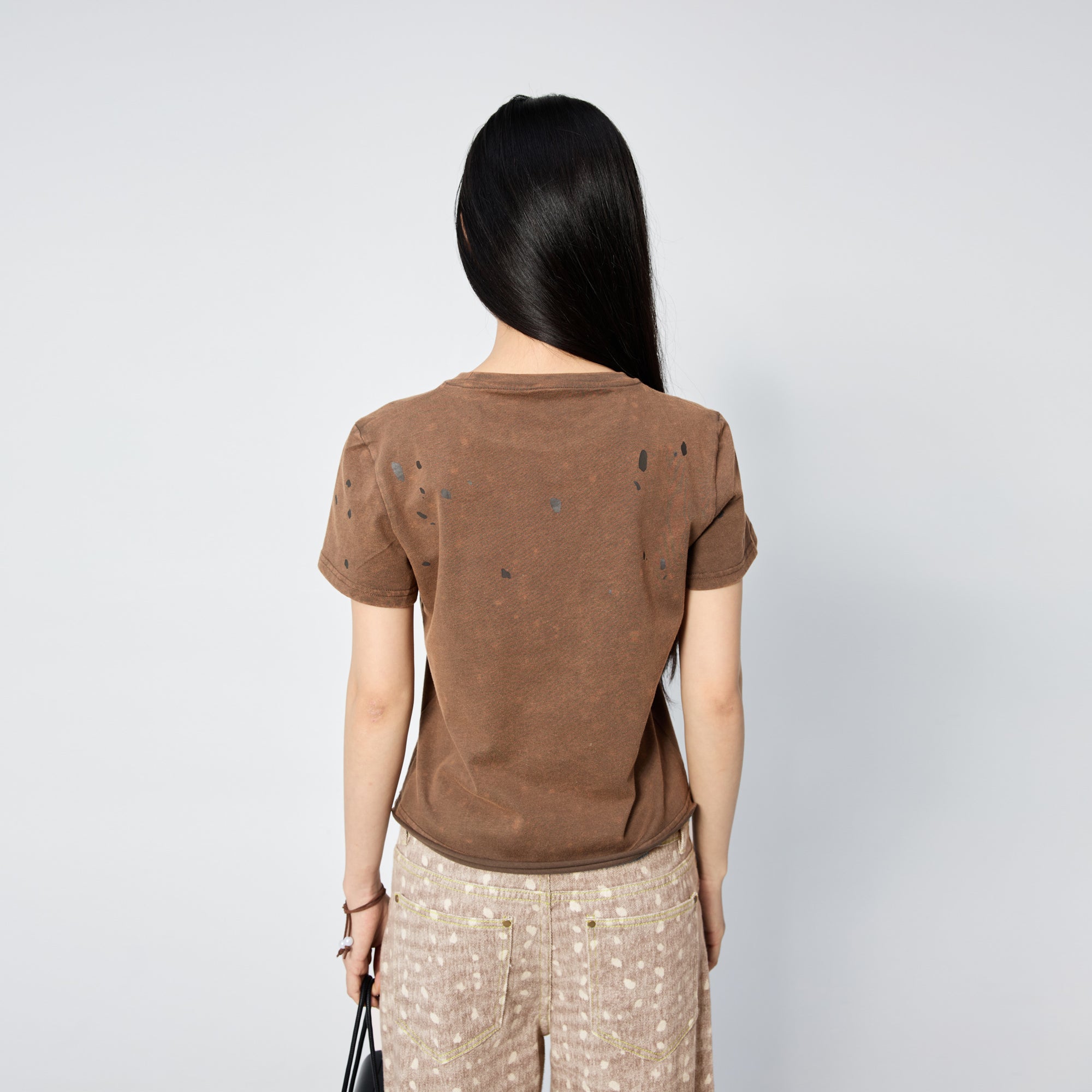 Arthur Apparel standard brown tee with dark brown stars print