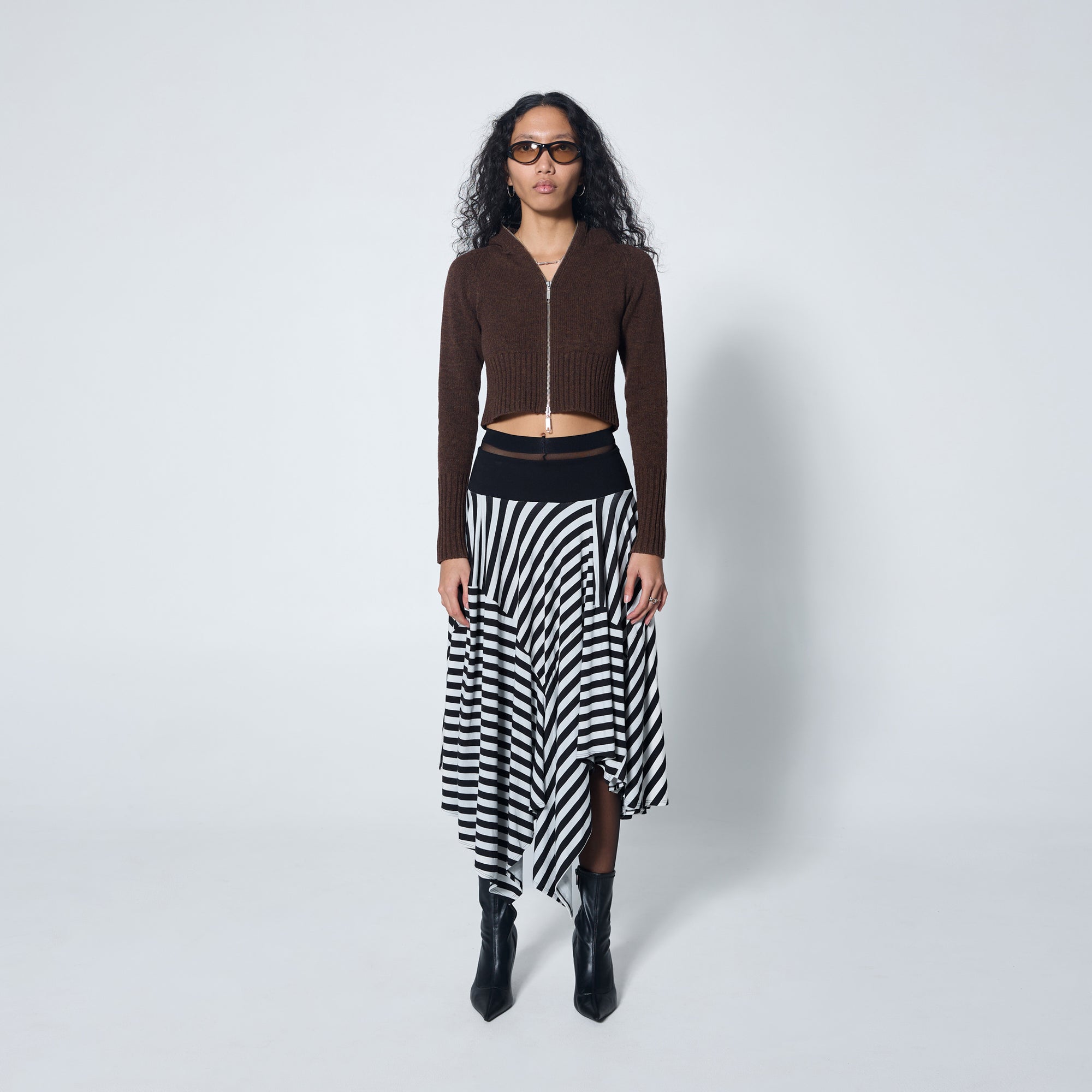 Arthur Apparel handkerchief skirt with bold stripe print