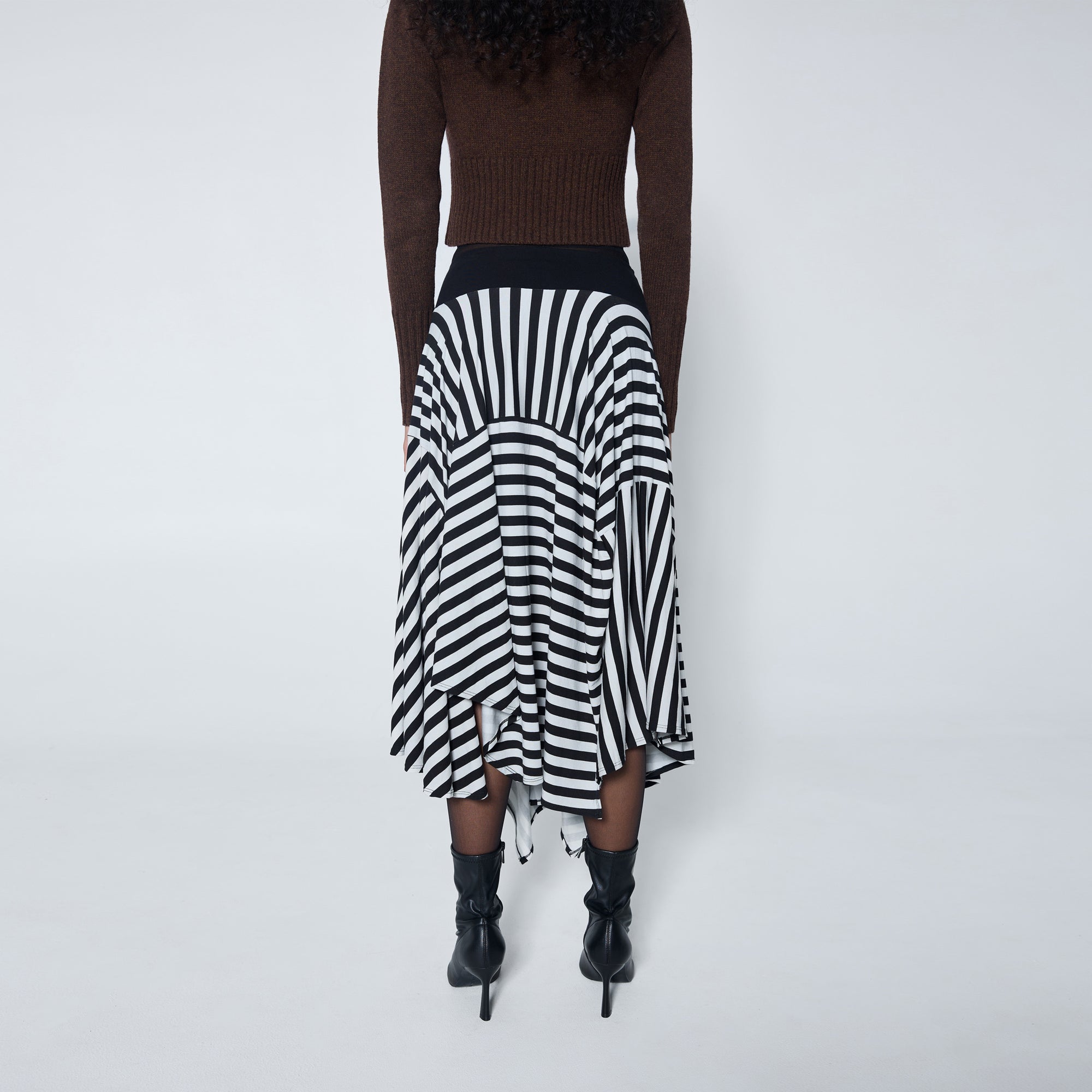 Arthur Apparel handkerchief skirt with bold stripe print