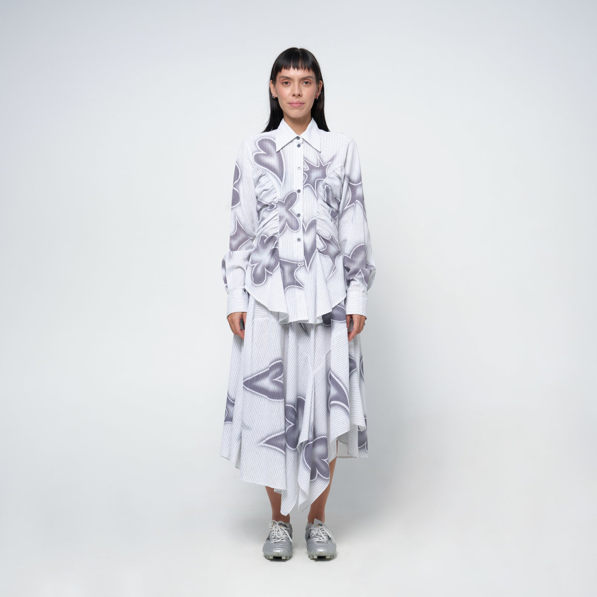 Ruffle Blouse in Stencil
