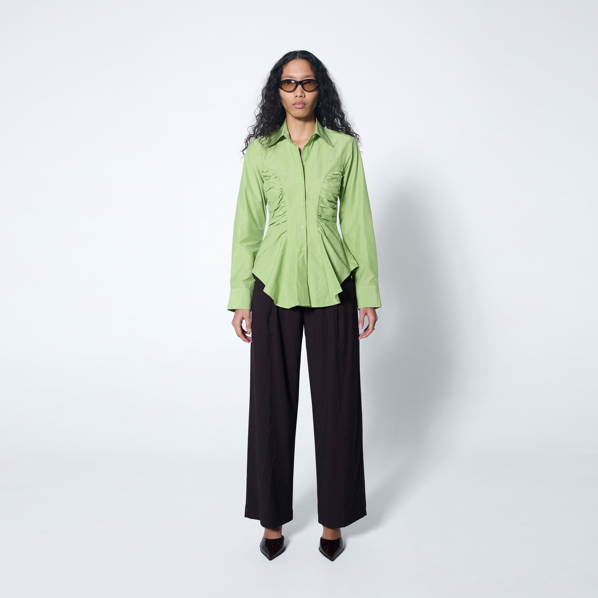 Arthur Apparel oversized tailored suit pant in black and red pinstripe