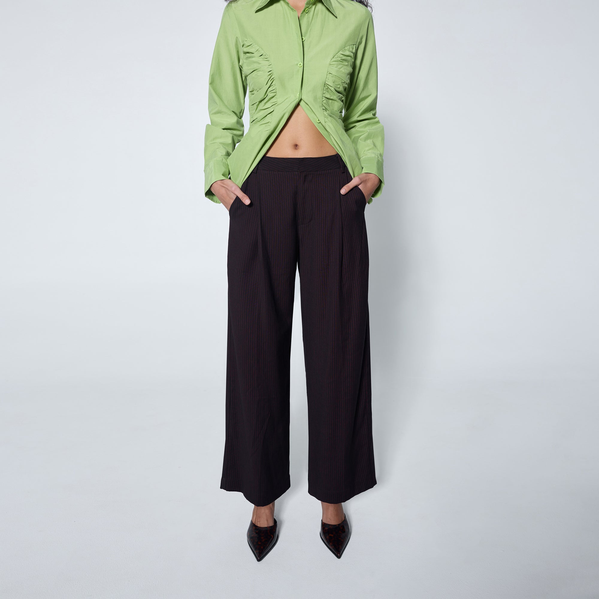 Arthur Apparel oversized tailored suit pant in black and red pinstripe