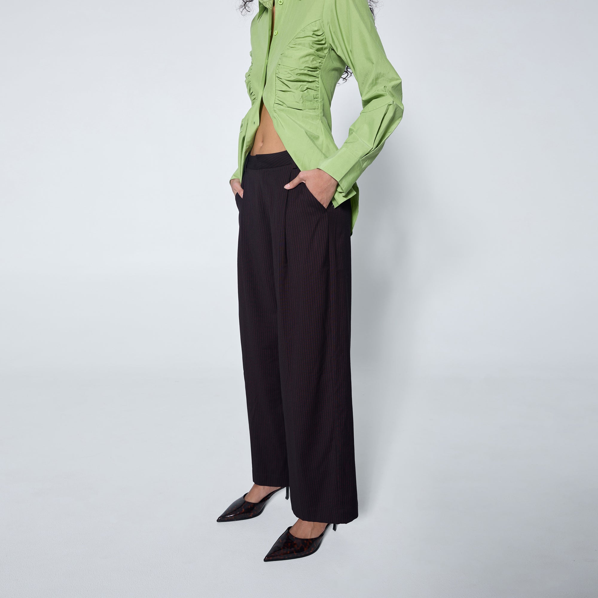 Arthur Apparel oversized tailored suit pant in black and red pinstripe