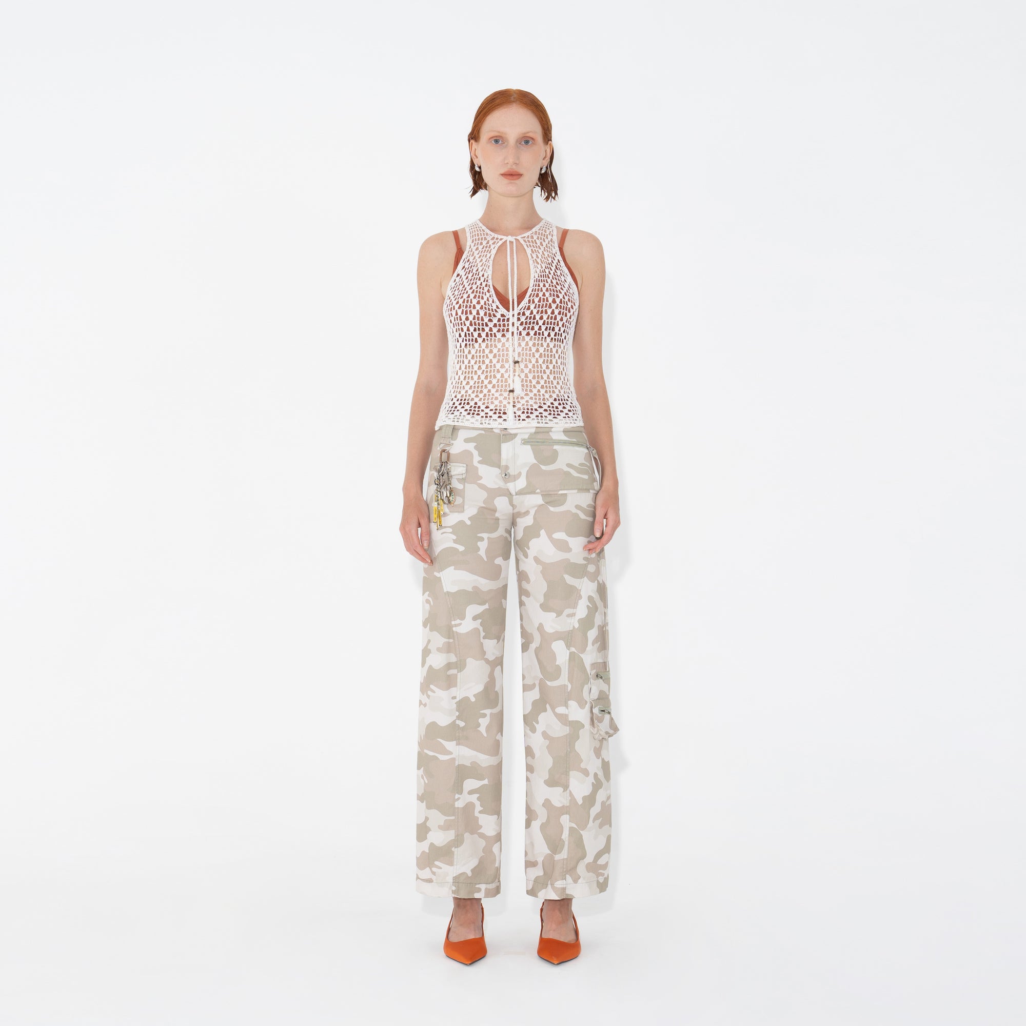 Arthur Apparel Low Rise Camo Utility Trousers in cotton twill