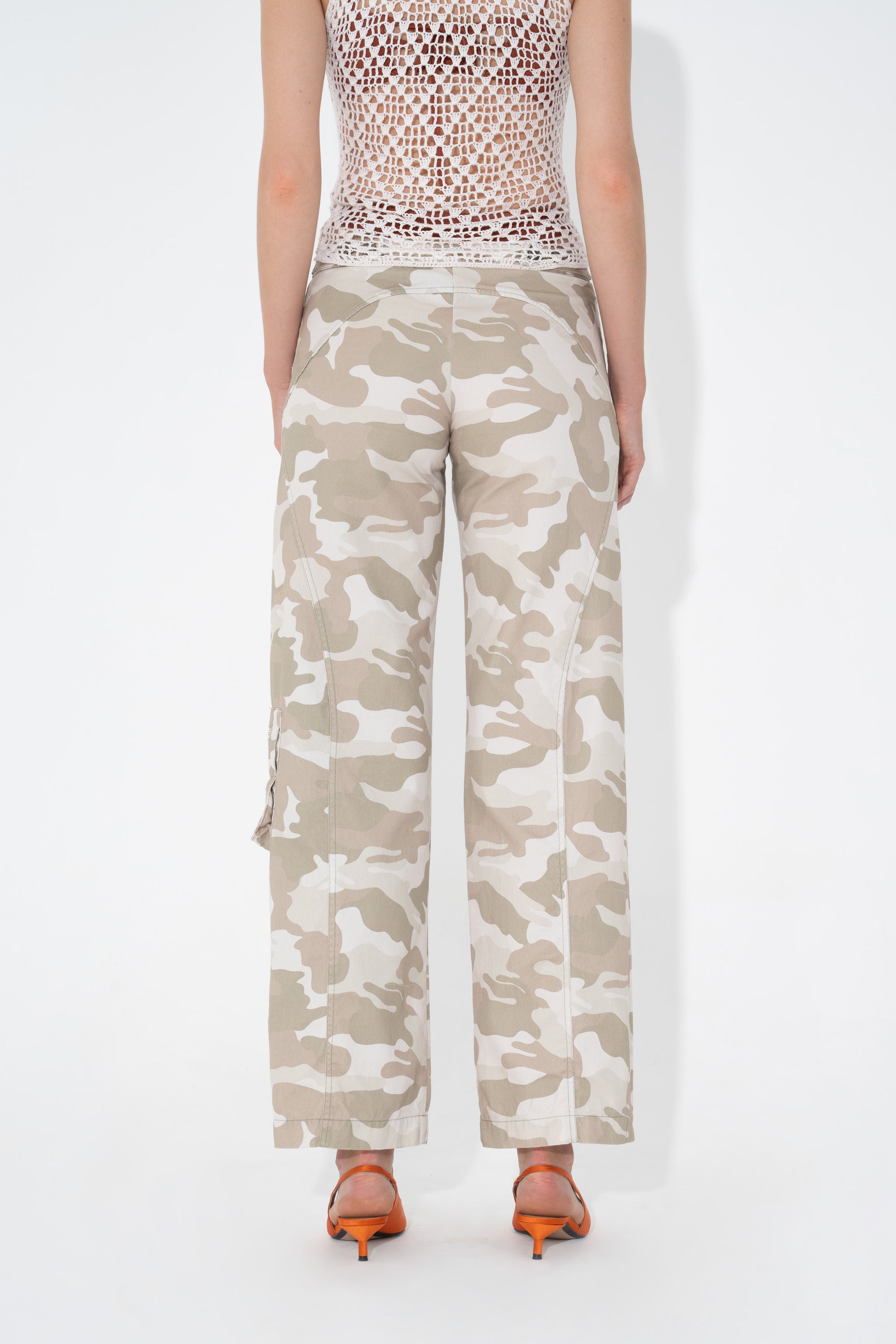 Arthur Apparel Low Rise Camo Utility Trousers in cotton twill