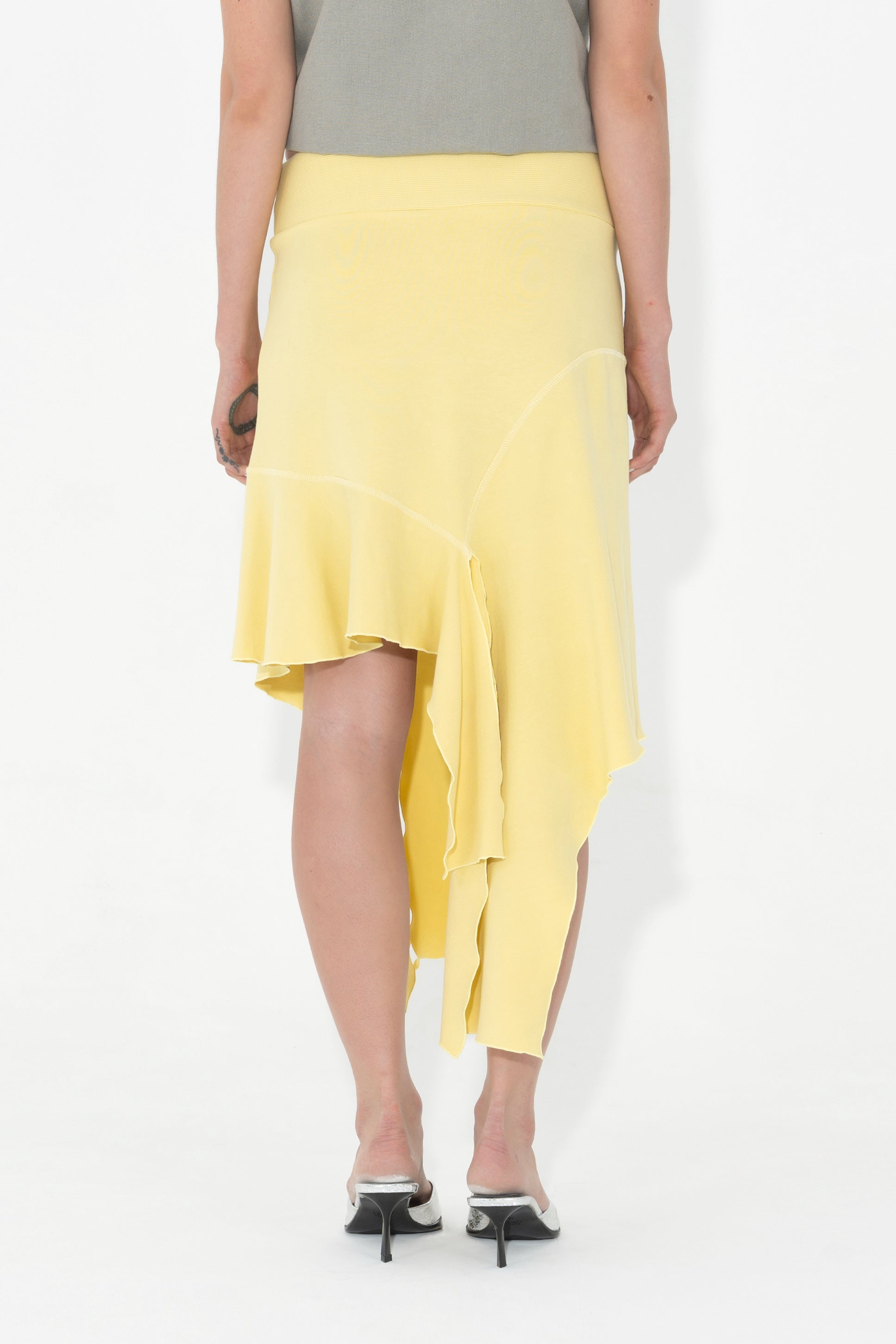 Arthur Apparel Asymmetric Draped Midi Skirt