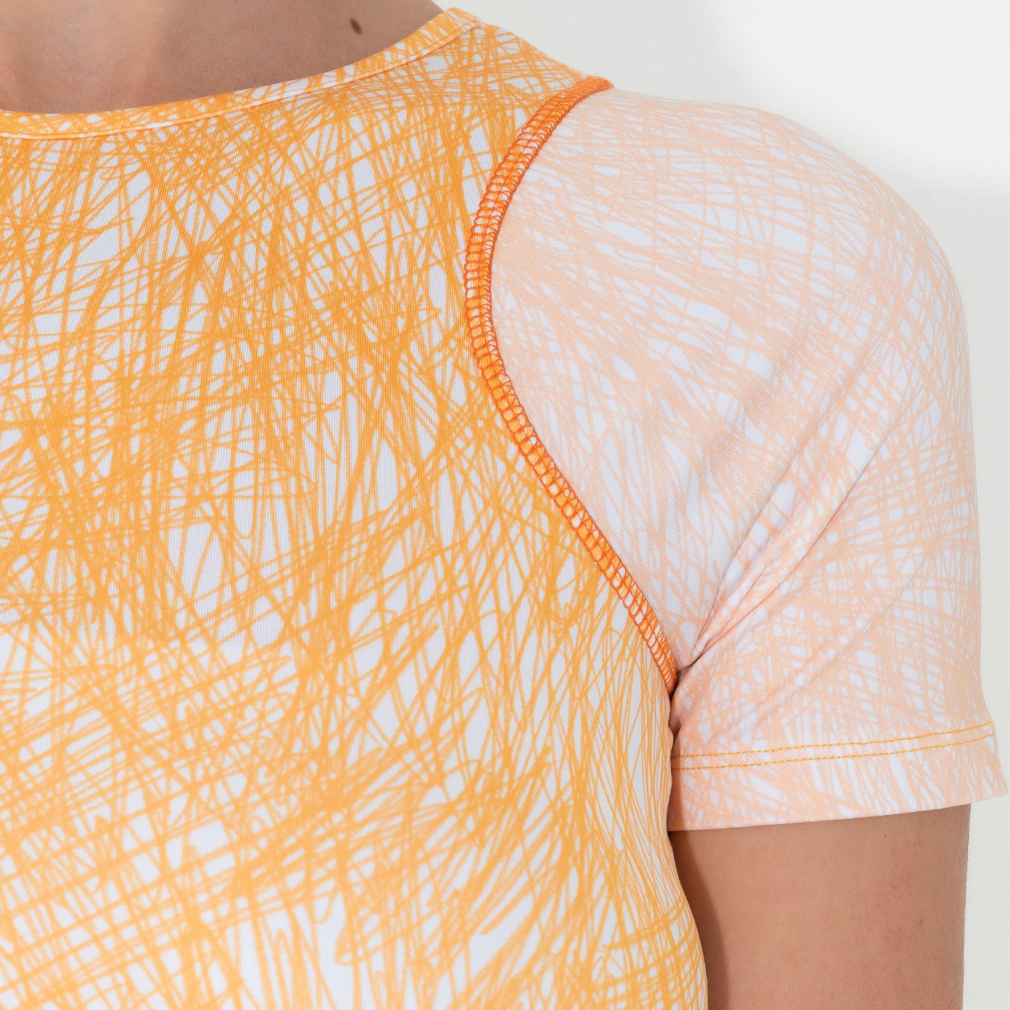 Raglan Tight Tee in Orange Scribble