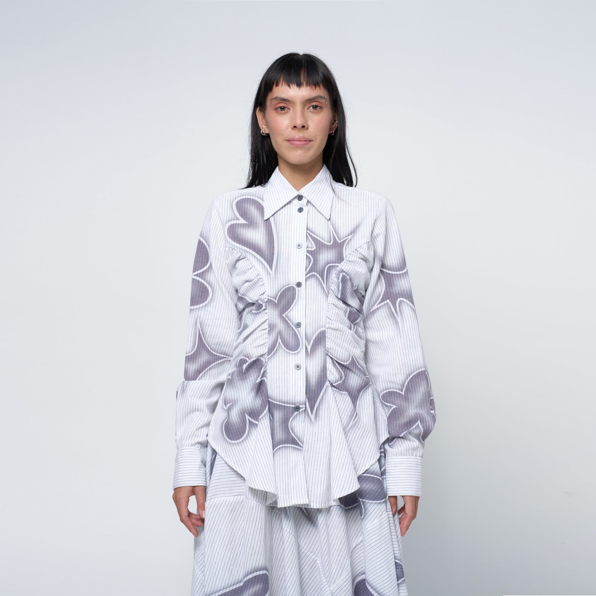 Ruffle Blouse in Stencil