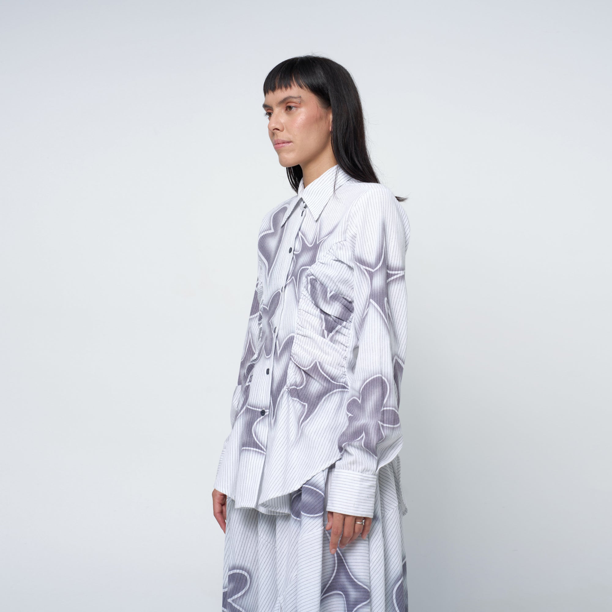 Ruffle Blouse in Stencil