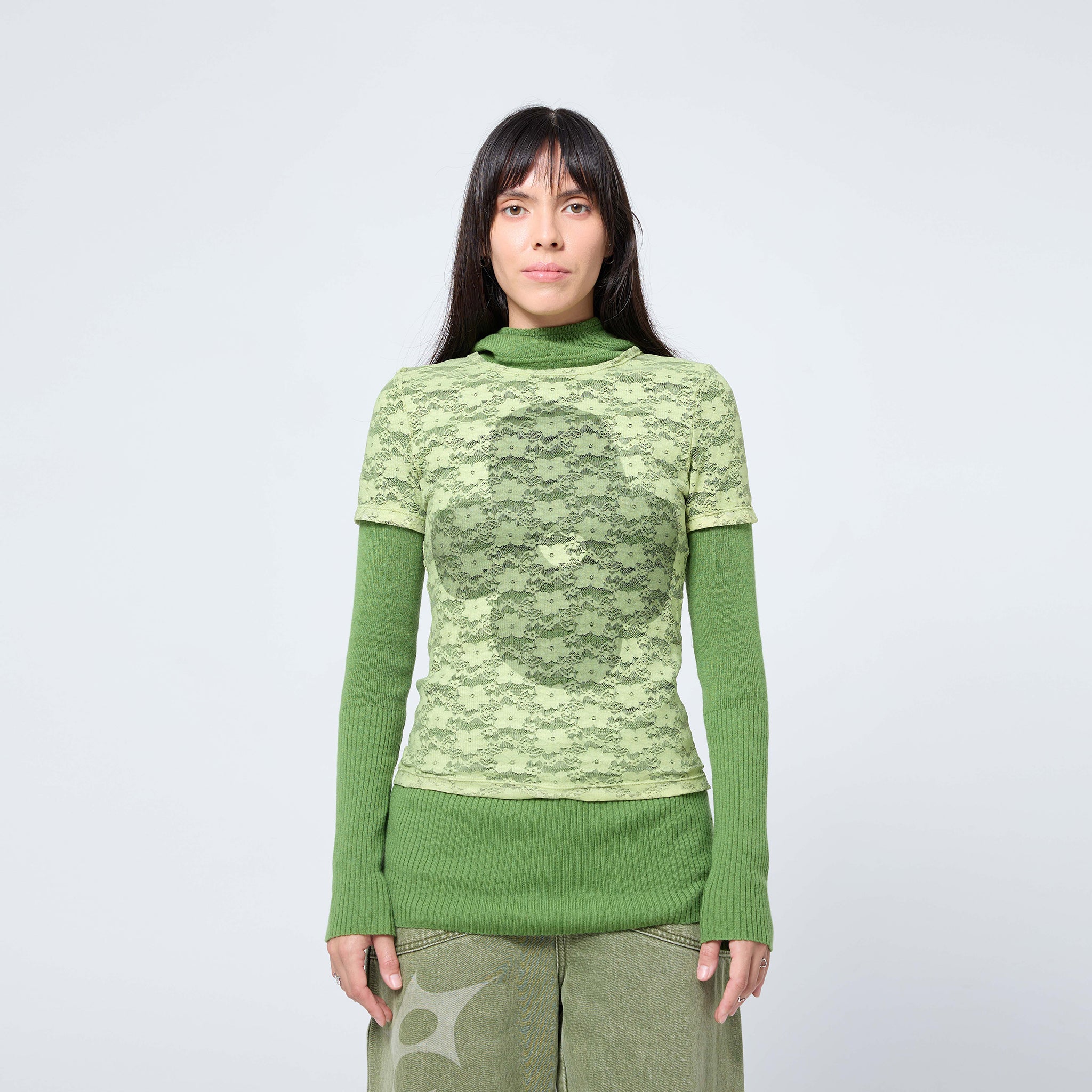 Lace Tee in Moss