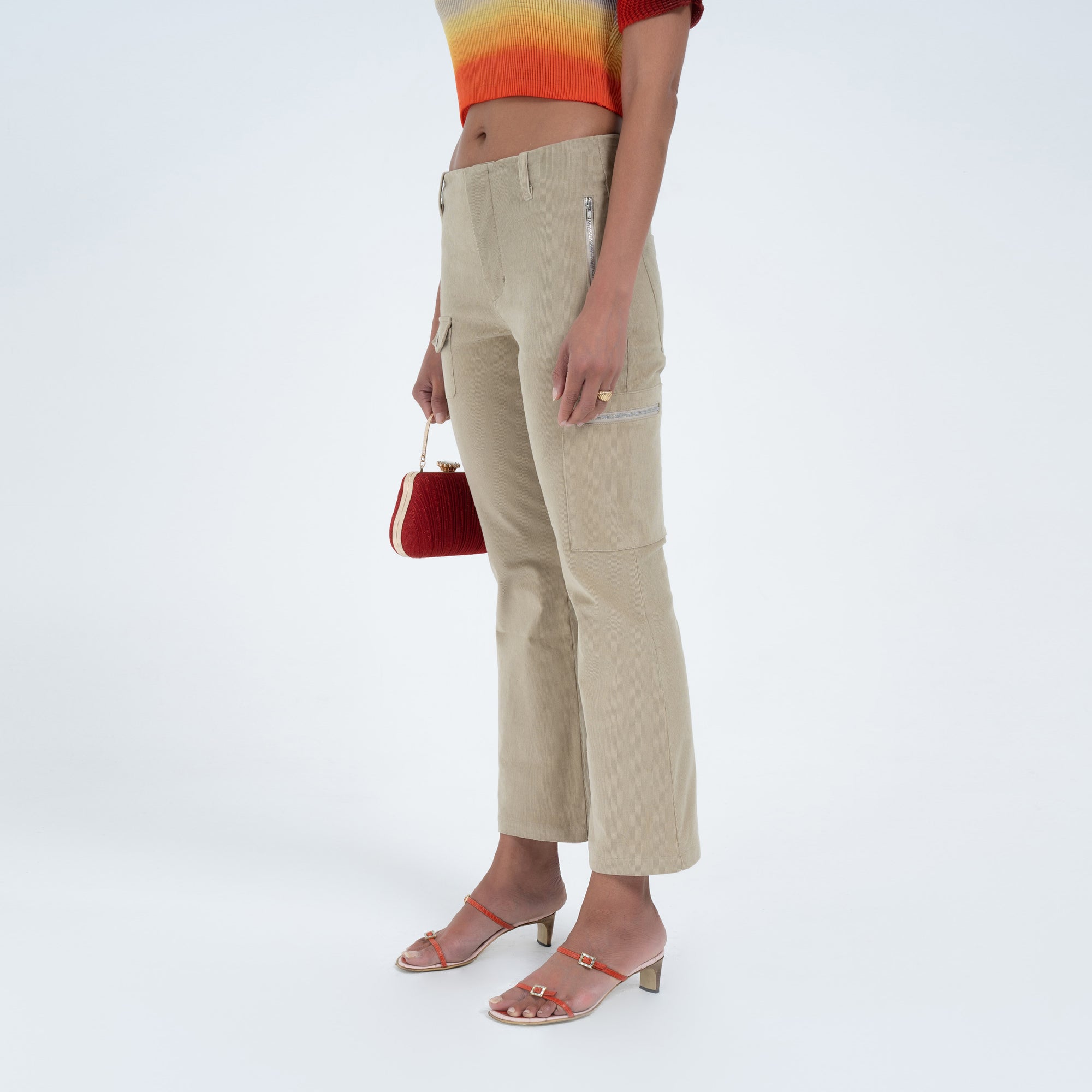 Flared Utility Pant in Khaki