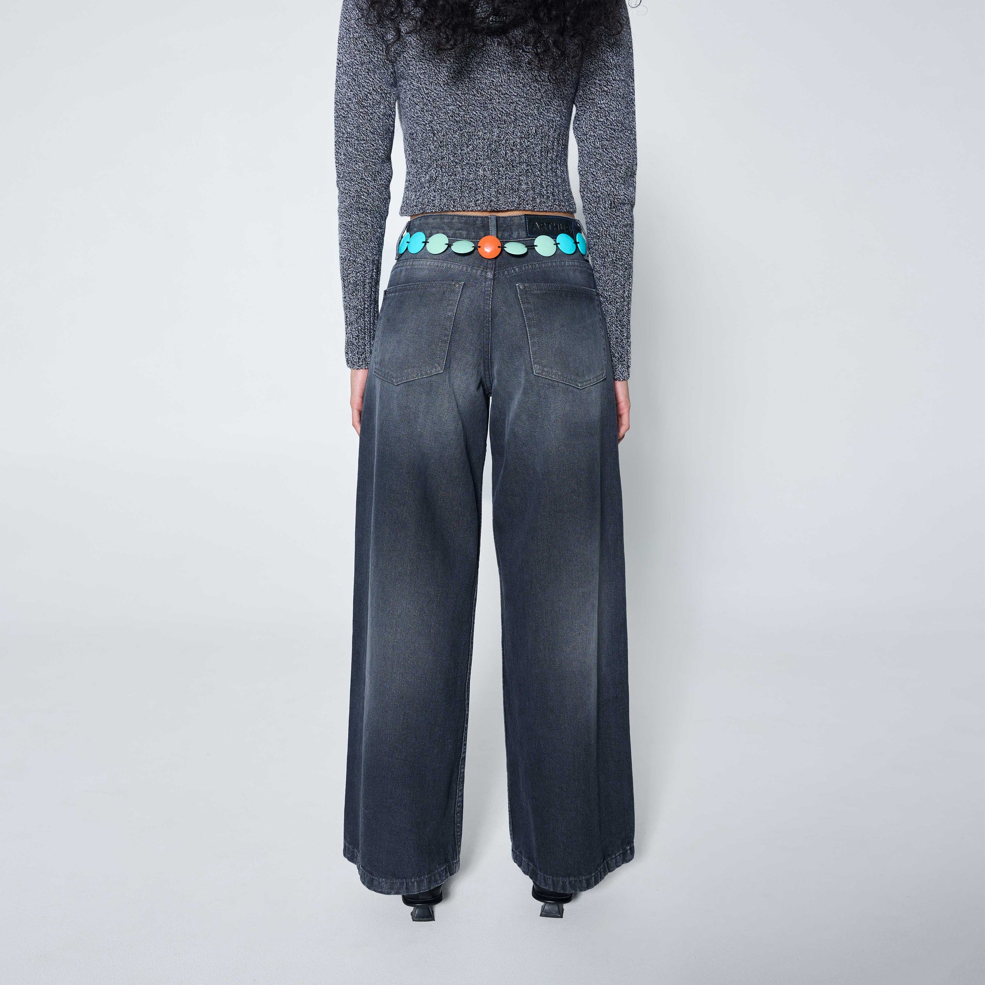 Arthur Apparel oversized low-rise straight leg jeans in black denim