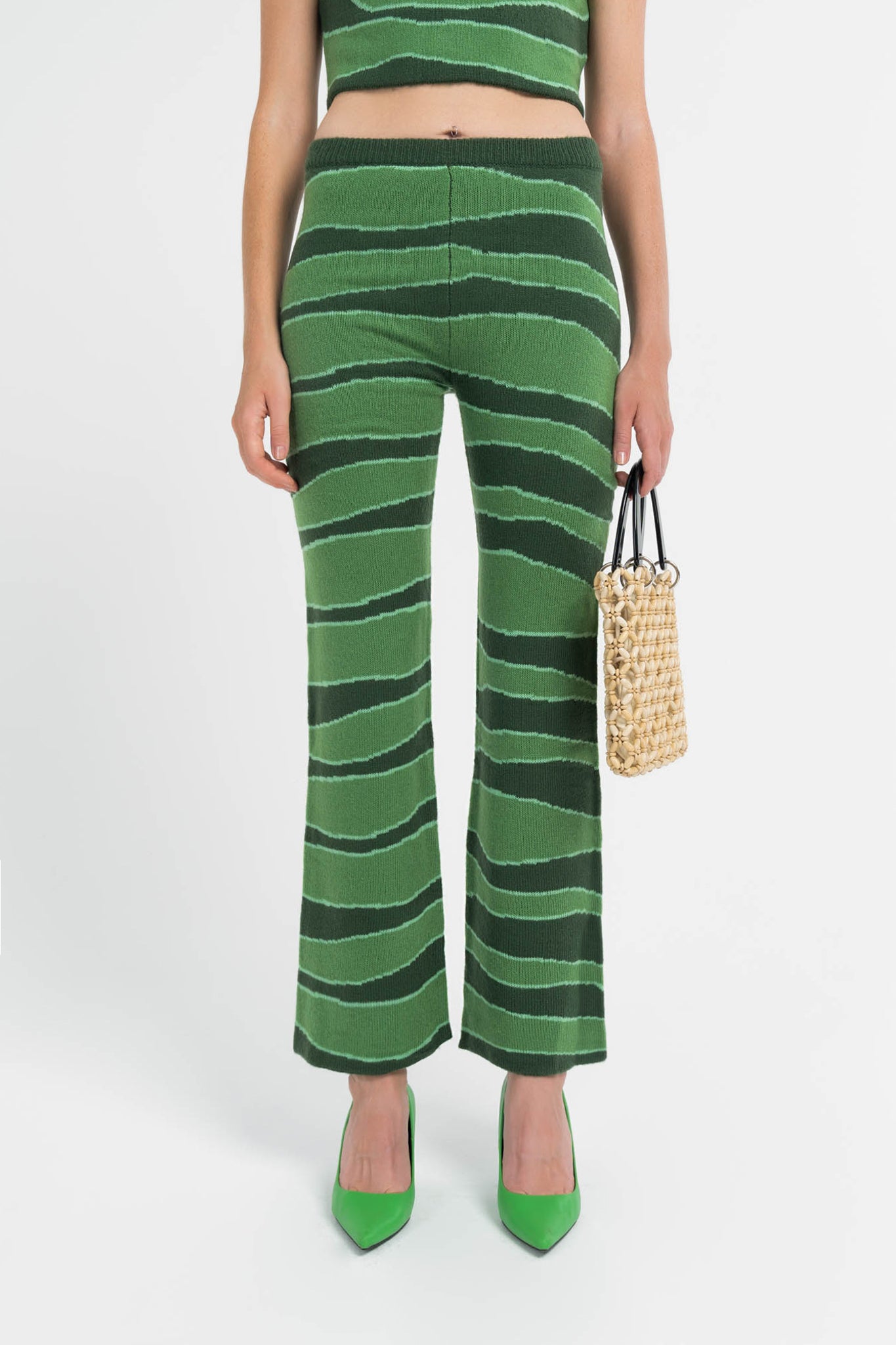 Bell Bottom Knit Pant in Nori